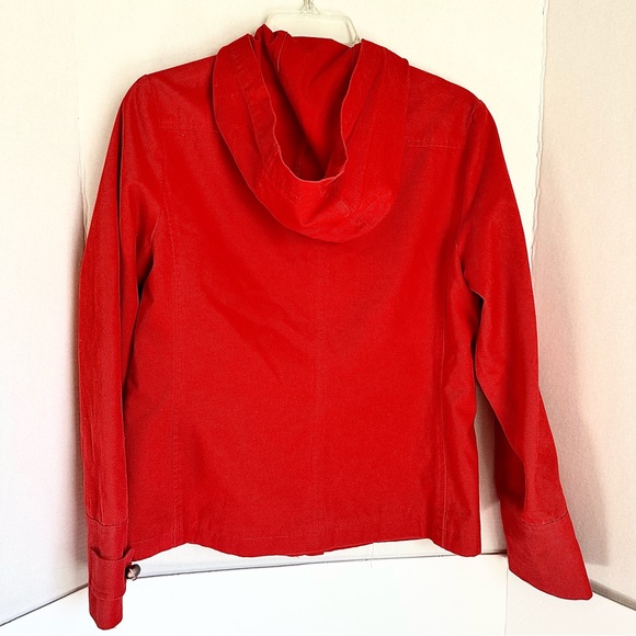 🍓Banana Republic Jacket Size Small Hooded Red Toggle closure Pink lining - Picture 5 of 12
